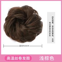 丸子头假发女发圈花苞头花盘发器发饰仿真发蓬松自然古装假发发包 浅棕色 [假发]直发圈