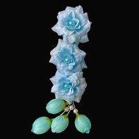 戏曲鬓花绢花耳边花三连朵新款头花头面青衣花旦头饰戏剧包头用品 蓝色一支