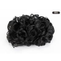 旗袍假发女发包丸子头花苞头新娘盘发卷发包扣式直发包 拉花发包黑色