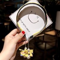 儿童假耳环发箍女童流苏珍珠头箍带齿防滑公主布艺压发饰吊坠发卡 3布艺姜黄色(商家推荐!)