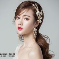 新娘头饰2021新款结婚金色婚纱发箍发饰耳环韩式超仙森系配饰品 头饰+耳环夹款
