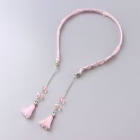 儿童吊坠头箍流苏水钻头饰布艺防滑带齿学生发卡珍珠假耳环发饰品 19#流苏款发箍-粉色