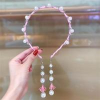 韩国甜美可爱公主儿童头箍女孩学生超仙珍珠吊坠发箍压发发卡发窟 1#粉色珍珠