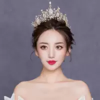 皇冠新娘头饰耳环项链结婚婚纱礼服配饰十八岁成人礼生日礼物婚庆 金色皇冠 不带礼盒