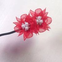 六一盘发神器儿童盘发杆编发小女孩不伤发蝴蝶结头饰丸子头 两朵红色