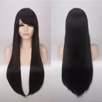 漂流家cosplay假发 彩色动漫欧美假发长发款厂家批发头套80cm直发 80CM黑色K026-1号