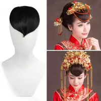 桃心刘海影视影楼新娘造型桃型刘海复古新娘造型结婚刘海假发COS 自然色小号一个