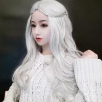 女装大佬白黑男中分伪娘假发拍照cos女伪主播化妆公主大波浪正太 浅粉色[进口高温丝]+发网