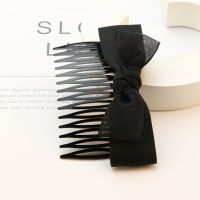 蝴蝶结发梳发饰韩国发卡日韩版头饰品短发插梳刘海梳黑色发叉成人 黑色