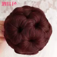 俏丽假发女发包盘头花苞发饰抓夹九朵花丸子头盘发器卷发包假发圈 酒红色