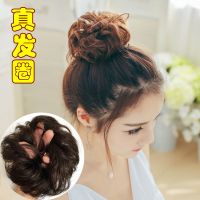 假发真发假发发包女假头花发圈小丸子花苞头假发发苞蓬松短卷皮筋 黑色