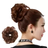 韩乐丝7.9/个高温丝发圈丸子花苞头假发发苞蓬松皮筋新娘盘发包 化纤款(深棕色)