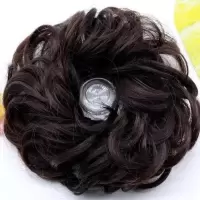 假发女假发包大发圈卷发花苞头时尚盘发逼真丸子头皮筋蓬松头花 深棕色-发圈