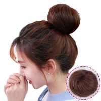 假发真发丸子头假发包盘发花苞头发包新娘卷直发包蓬松假发发圈 自然黑