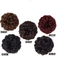 假发圈发包丸子头发苞头花马尾盘发后脑勺大抓夹头饰发饰头苞饰品 皮筋卷发圈酒红色