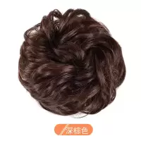 真人发假发盘发发圈橡皮筋发包小丸子花苞头女头花仿真发苞大发圈 真发深棕色