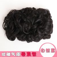 假发女花苞女士蓬松丸子头卷发包复古旗袍拉花丸子头发苞新娘盘头 自然黑色