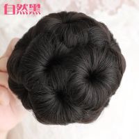 假发女发包盘头花苞发饰抓夹式九朵花丸子头盘发器卷发包五色发圈 九朵花假发自然黑