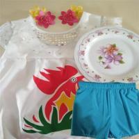 第八届小荷风采粒粒盘中餐少儿演出服表演服儿童幼儿肚兜舞蹈服装 白肚兜+安全裤+粉花盘+头花 100cm