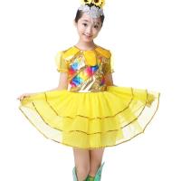 小荷风采花儿朵朵向像太阳舞蹈服装演出葵花儿童演出服太阳花学生 三层纱(头花银饰鞋套) 100cm 95cm-105cm