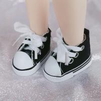 8分17厘米芭比娃娃帆布鞋叶罗丽bjd6寸娃平底帆布鞋丁字鞋小皮鞋 黑色帆布鞋 8分娃娃可穿