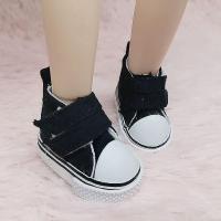 6分芭比娃娃帆布鞋休闲鞋30厘米12寸bjd娃娃小皮鞋长筒靴换装配件 魔术贴黑色帆布鞋 适用6分娃娃鞋子