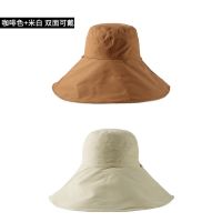 [双面可戴]帽子女夏遮阳帽防晒渔夫帽防大帽檐显脸小遮脸太阳帽 米色+咖啡色[双面可带-送防风绳] M[56cm-58cm