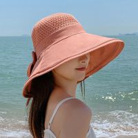 顶瓜瓜渔夫帽女春夏季遮阳帽日系防紫外线蝴蝶结帽子可折叠太阳帽 桔色 可调节