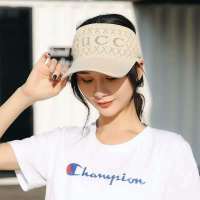 可折叠大沿太阳帽沙滩帽子夏季防晒女遮阳帽女防紫外线空顶防晒帽 空顶棒球 米色