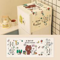 冰箱遮盖布艺家用防水盖布单双开滚筒洗衣机遮丑微波炉盖巾防尘罩 布朗熊可妮兔 35*100cm(微波炉烤箱)