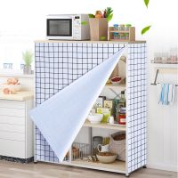 免打孔防油防水橱柜帘遮挡布帘自粘贴鞋柜开放书柜衣柜防尘遮挡帘 黑白格(一面魔术贴) 长40cm*高68cm