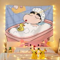 蜡笔小新挂布可爱房间装饰挂毯床头挂画宿舍背景布墙布遮挡布 洗澡小新 35*45cm