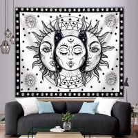 黑色个性克罗心挂布潮牌嘻哈超大背景布客厅床头卧室挂毯宿舍墙布 [横款]花边分身太阳 100*75cm送安装包