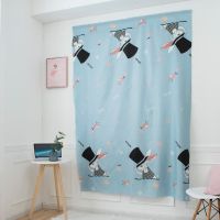 [魔术贴款免打孔窗帘]出租房卧室成品遮光布帘魔术贴简易安装帘 黑帽兔.兔 -魔术贴 0.9M宽*0.75m高[随机款]