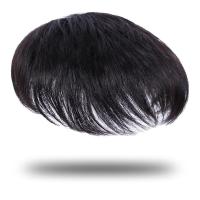 假发男士短发帅气韩版头顶补发块秃顶前额假发片男式隐形无痕真发 黑色 +小护理五件套