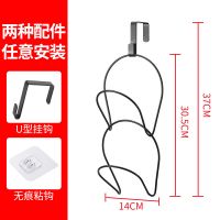 免打孔门后挂架收纳神器挂围巾衣帽架挂壁式门后整理用具收纳挂钩 2个黑色圆环[赠挂钩+无痕粘钩]