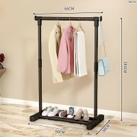 衣架落地立式挂衣架晾衣架家用卧室内单双杆式挂衣服架子阳台衣柜 60cm-黑色简约