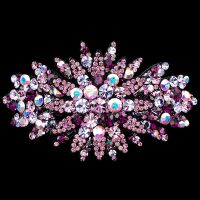 大号成人发饰发夹女弹簧夹卡子大顶夹一字夹头饰优雅水钻头花发卡 太阳花-炫彩紫