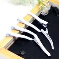 手工DIY套片一字夹尖嘴夹金色扭夹饰品配件半成品卡子diy发夹材料 1349-白色烤漆尖嘴夹30个