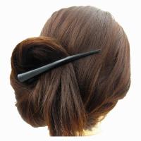 日韩水钻发夹盘头饰品女大码鸭嘴马尾合金钢牛角尖嘴带齿妈妈卡子 光面牛角夹-黑色一个