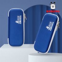 巴布豆帆布笔袋三层超大容量简约拉链笔袋男女文具袋文具盒铅笔袋 简约-深蓝