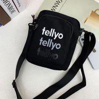 男士小挎包ins潮牌斜挎包休闲百搭日系单肩小包女斜跨工装手机包 黑色 无挂件