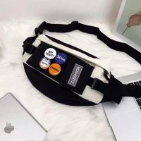 ins潮牌胸包男休闲日系单肩小背包女学生潮流斜挎包2021新款腰包 黑配白裸包无配饰