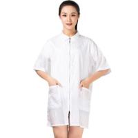 理发师工作服不沾发全身长款理发店个性衣服专用大工服围裙时尚罩 白色短袖L 男女穿140-170斤