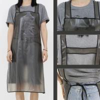 猫狗洗澡围裙防污围兜 清洁美发透明PVC防水围裙宠物店美容师工作 透明灰-无口袋-升级款