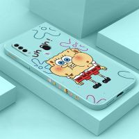 OPPOa8手机壳a8液态硅胶保护套防摔软壳卡通鼓嘴海绵宝宝可爱男女 天青色-鼓嘴海绵宝宝-侧边图案 OPPO A8