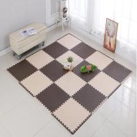 加厚泡沫地垫宿舍拼接家用拼图卧室海绵地垫婴儿童爬行垫子榻榻米 米色+咖色--送边条 30*30*0.8厘米(10片装)