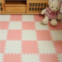 卧室爬行垫婴儿童拼图卡通泡沫地垫拼接海绵铺地板垫子加厚大号 粉色+白色 30*30*1.0cm*8片