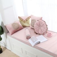 高密度海绵飘窗垫窗台垫子卧室阳台榻榻米床垫防滑加厚卡座沙发垫 简欧款粉色 请测量好尺寸联系客服算价格