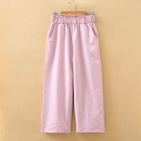 女童阔腿裤2021新款夏季中大儿童洋气宽松直筒裤休闲九分裤子薄款 粉红色 纯色阔腿裤 160 码